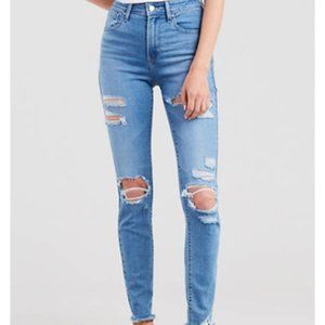 Levis 721 High Waisted Skinnies Distressed